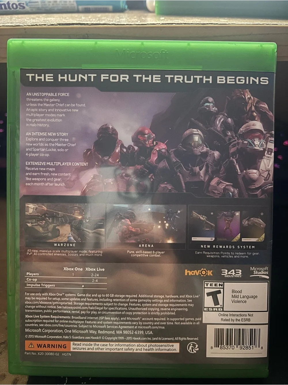 Microsoft Xbox One Game Case with Green Cover Art
